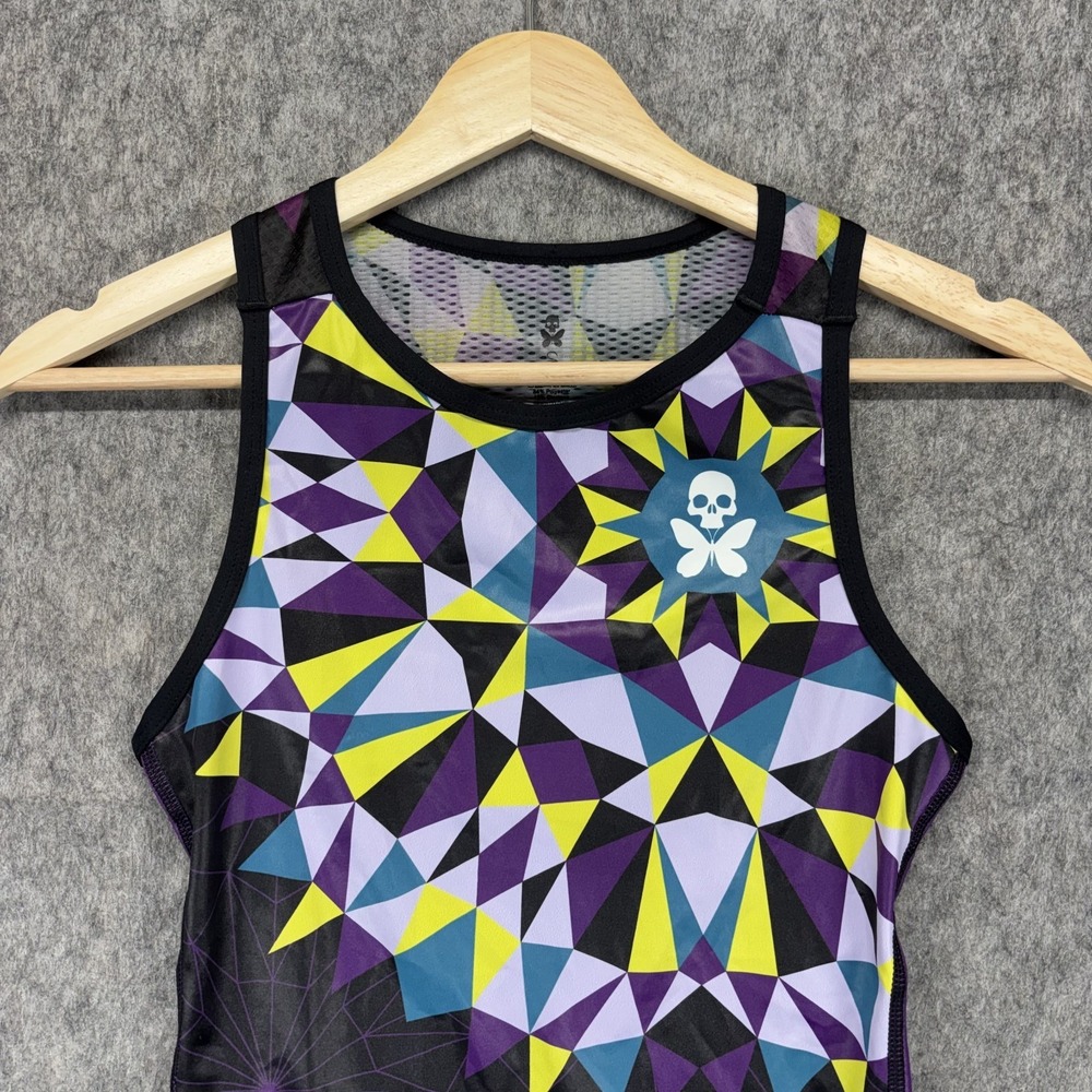Betty Designs Tank Top Vest Women Small Cycling Triathlon Purple Skull Butterfly - Picture 2 of 7